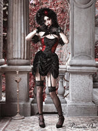 Blood Supply Gothic Velvet Slim Strap Drawstring Halter Black Red Grunge Mini Halloween Vestido Autumn Dress