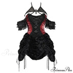 Blood Supply Gothic Velvet Slim Strap Drawstring Halter Black Red Grunge Mini Halloween Vestido Autumn Dress