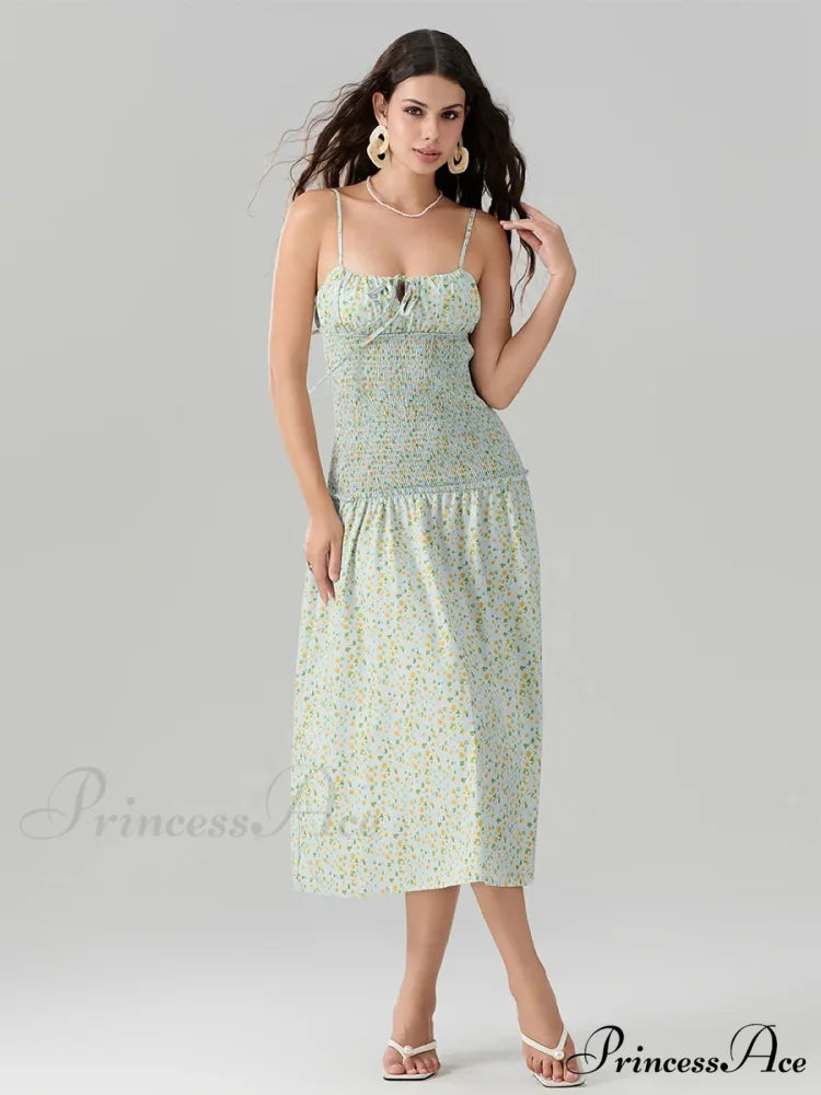 Blooming Strawberry Camis Open-Back Tied Front Blooming Dress