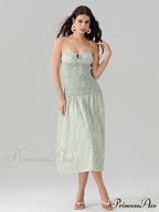 Blooming Strawberry Camis Open-Back Tied Front Blooming Dress