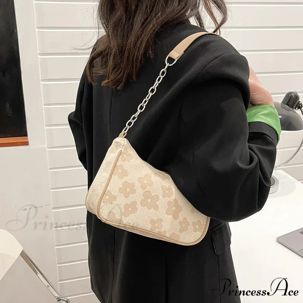 Blossom Design Handle Armpit Shoulder Bag