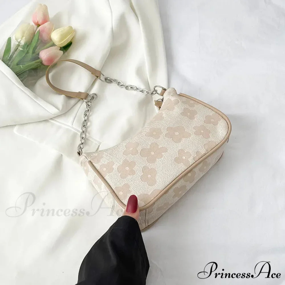 Blossom Design Handle Armpit Shoulder Bag
