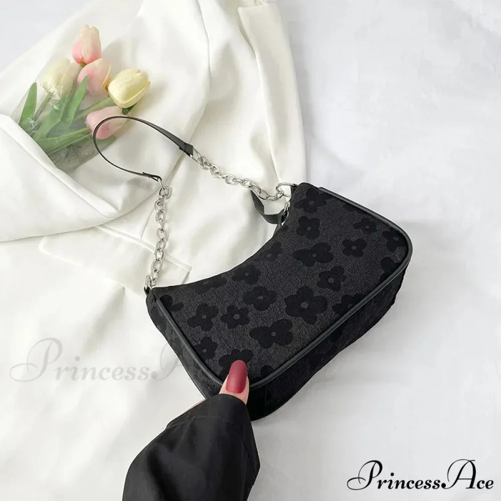 Blossom Design Handle Armpit Shoulder Bag