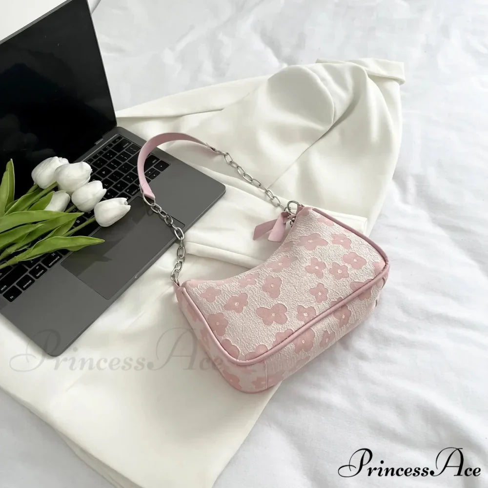 Blossom Design Handle Armpit Shoulder Bag