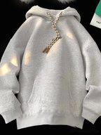 BLOSSOM Letter Print Y2K Fleece Hoodie