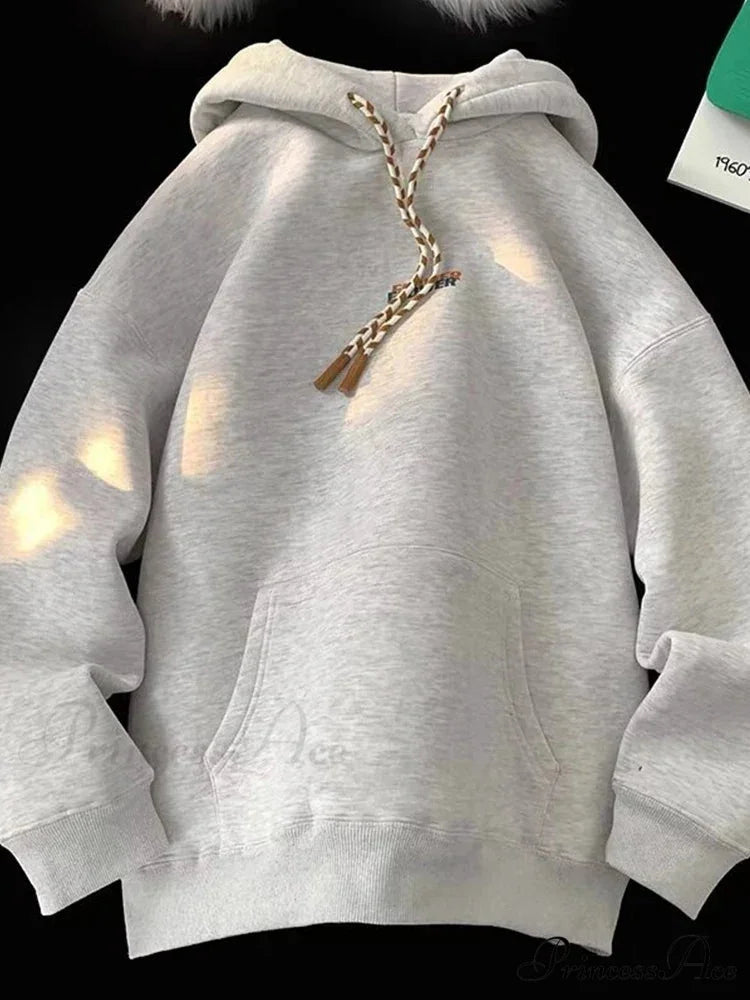 BLOSSOM Letter Print Y2K Fleece Hoodie