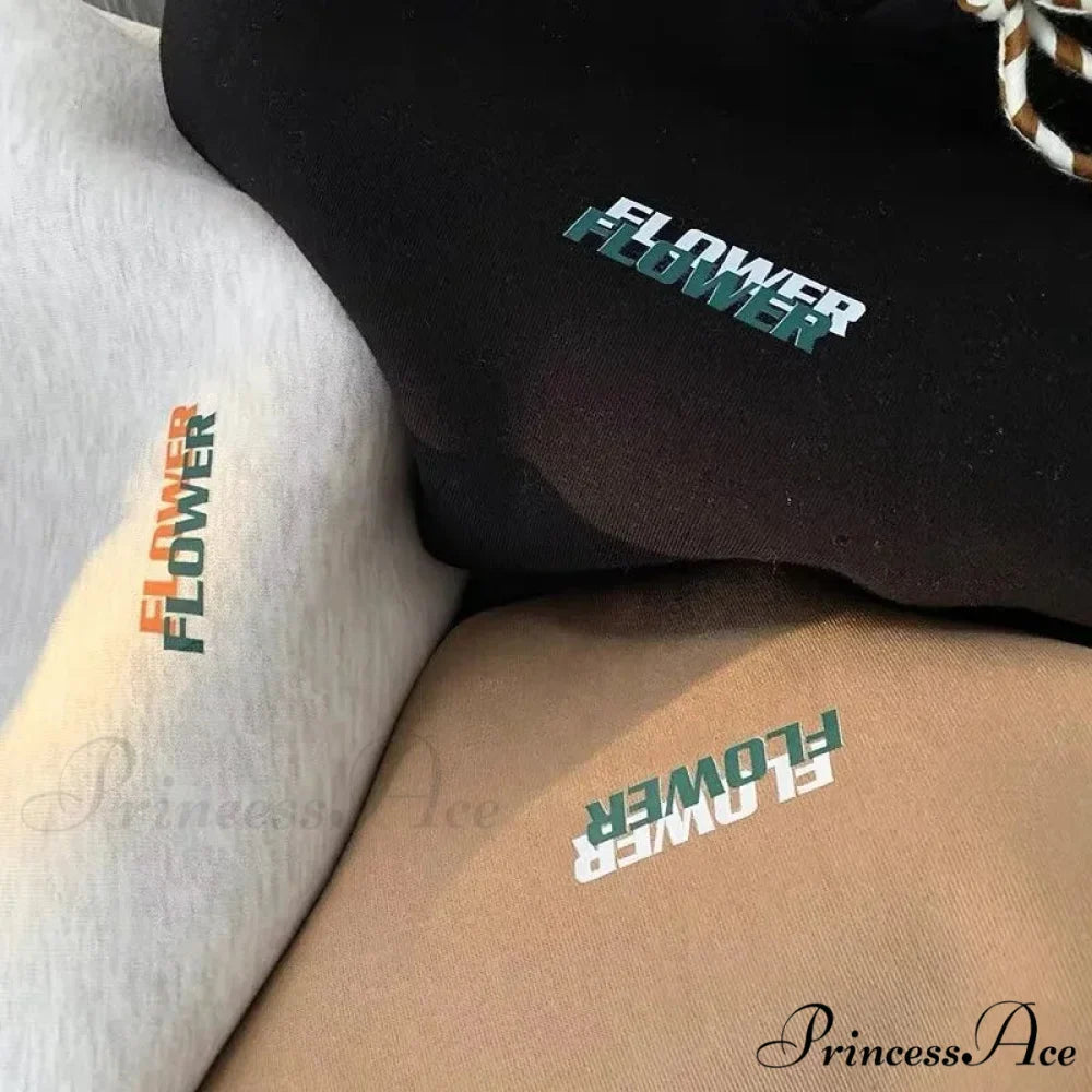 BLOSSOM Letter Print Y2K Fleece Hoodie