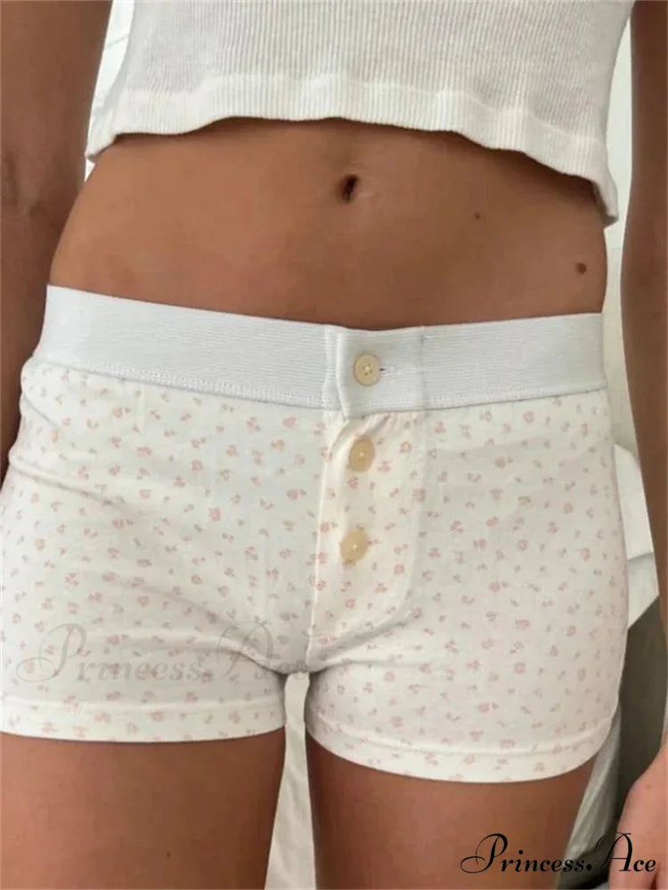 Blossom Patterned Button Sleep Short
