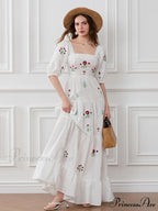 Blossom Stitched Draped A-Line Floral Dress