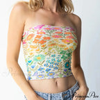 Blossoming Sleeveless Bandeau Crop Top