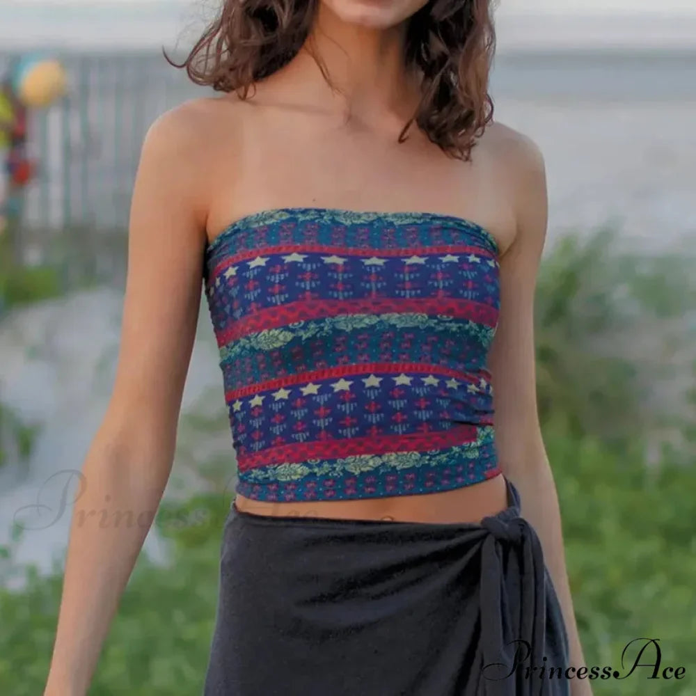 Blossoming Sleeveless Bandeau Crop Top