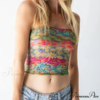 Blossoming Sleeveless Bandeau Crop Top