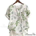 Blouse Casual for Fashion Loose Patterned Short-sleeved Retro Blouse Summer