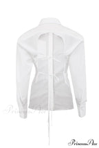 Blouse White Arm Shoulder Long Backless with Up Lace Pads