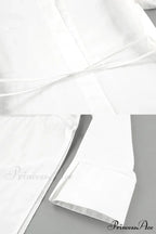 Blouse White Slit with Long Lace Cotton Up Sleeves