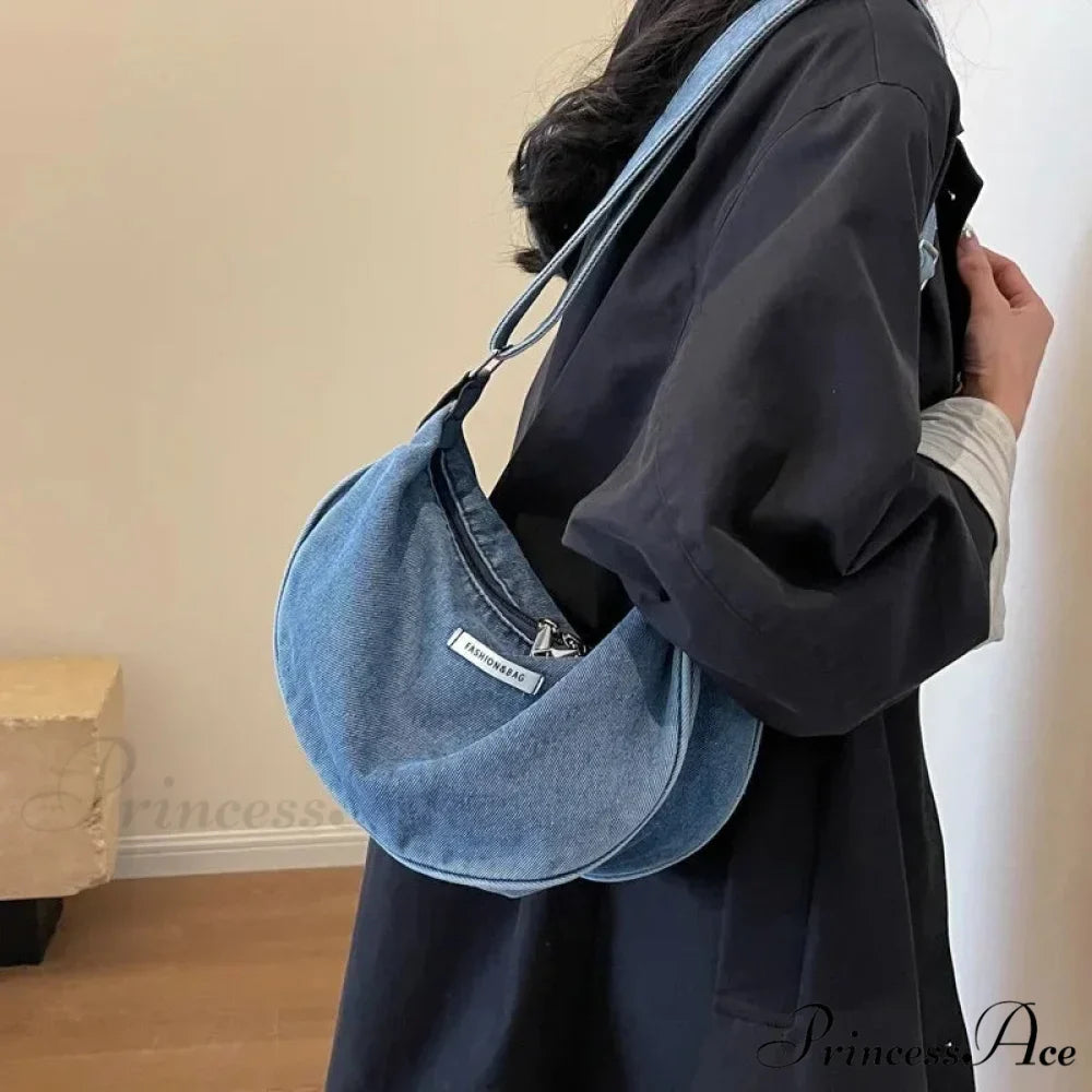 Blue Adjustable Strap Crossbody Shoulder Bag