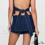 Blue Bow Tie Patchwork Skirt