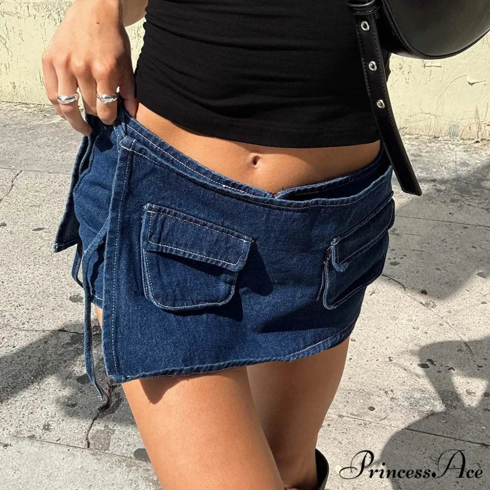 Blue Bow Tie Patchwork Skirt