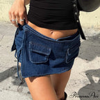 Blue Bow Tie Patchwork Skirt