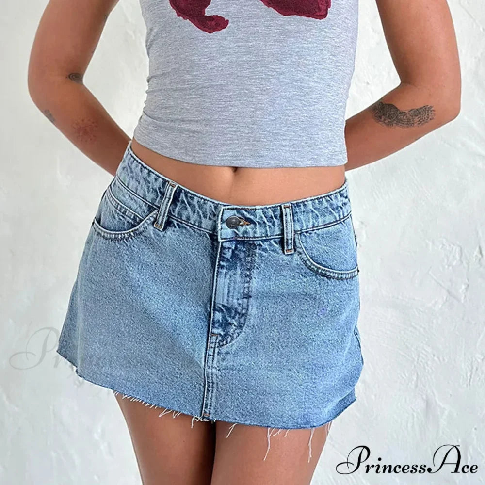 Blue Cargo Pocket Retro Skirt