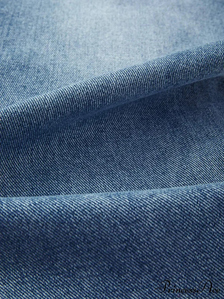 Blue Denim Graceful Cargo Mini Skirt