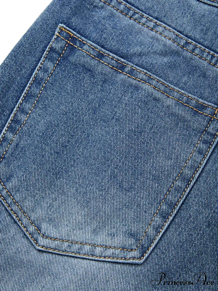 Blue Denim Graceful Cargo Mini Skirt