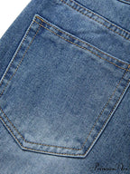 Blue Denim Graceful Cargo Mini Skirt