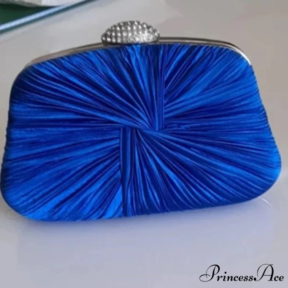Blue Fold Pillow Shaped Clutch Bag Wedding Bridal Party Purse