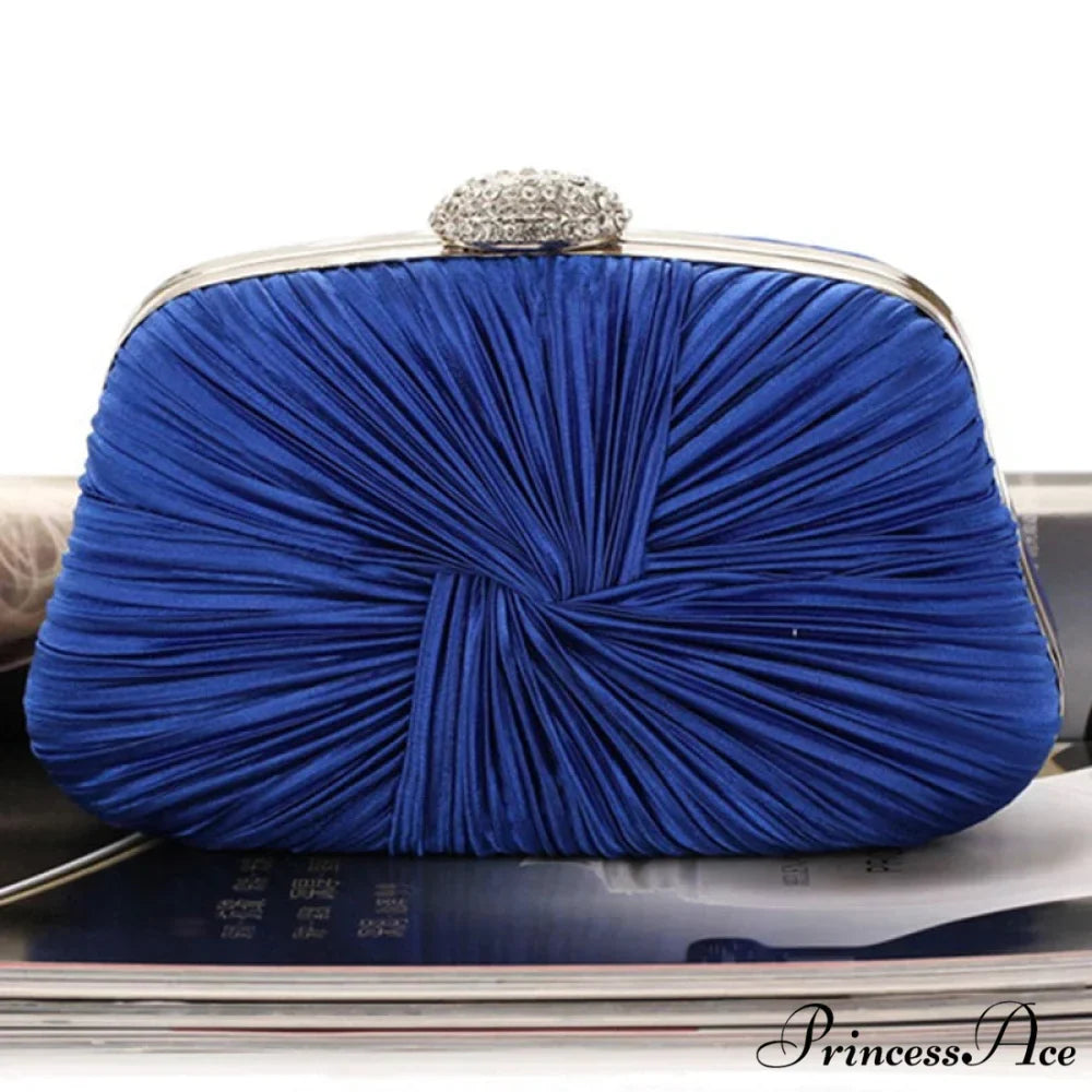 Blue Fold Pillow Shaped Clutch Bag Wedding Bridal Party Purse