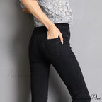 Blue Gray Black Woman High Elastic Jeans