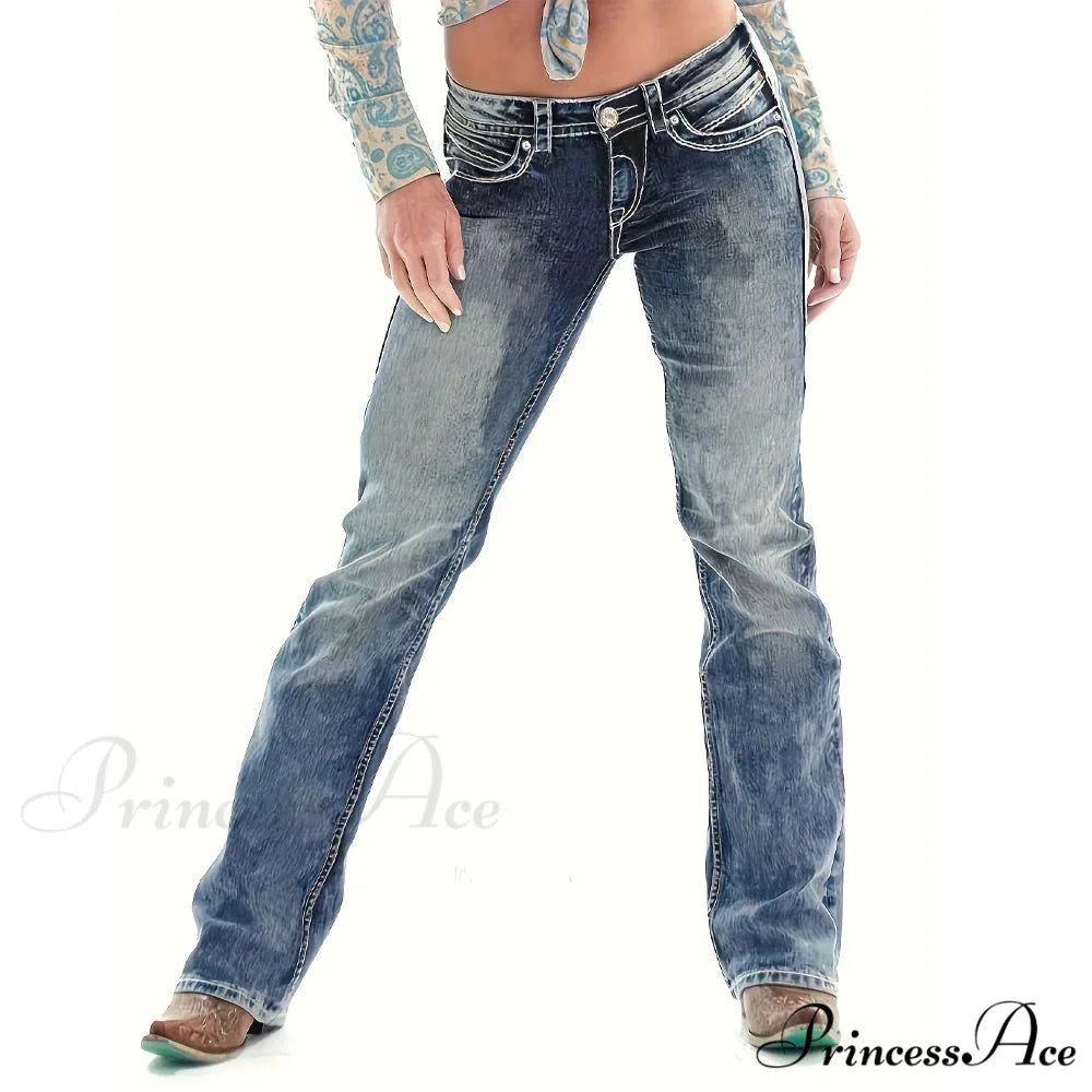Blue Washed Casual Tight Slim Fit Mid Stretch Slant Pockets Skinny Denim Jean