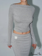 Boat Neck Graceful Long Sleeve Shirt