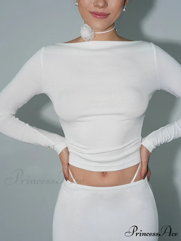 Boat Neck Graceful Long Sleeve Shirt