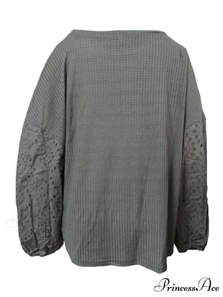 Boat with Openwork Dropped Blouse Neck Shoulders