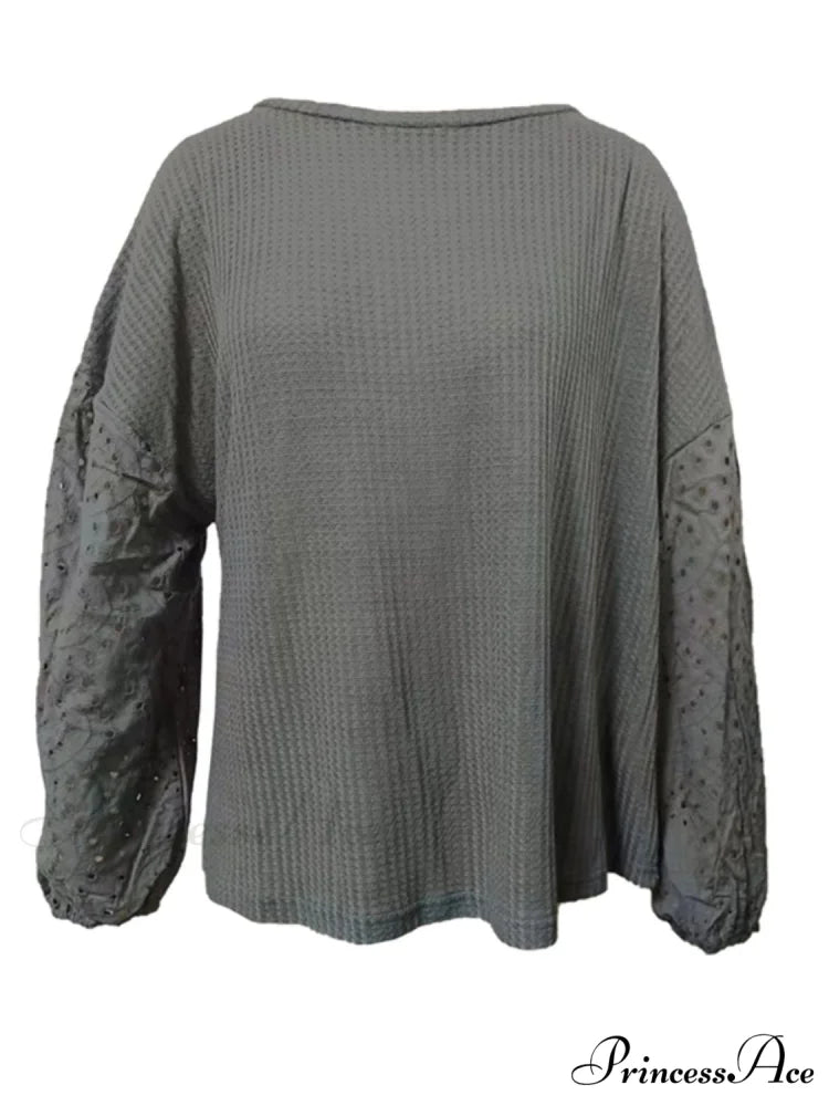 Boat with Openwork Dropped Blouse Neck Shoulders