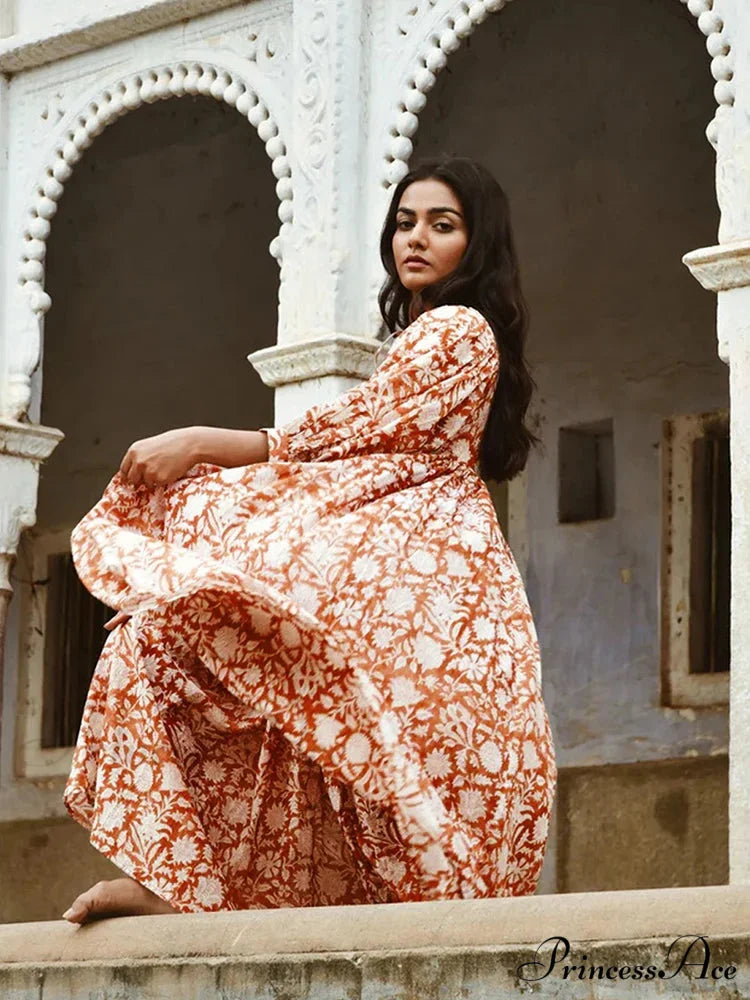 Bohemian Antique Lantern Sleeve Dress