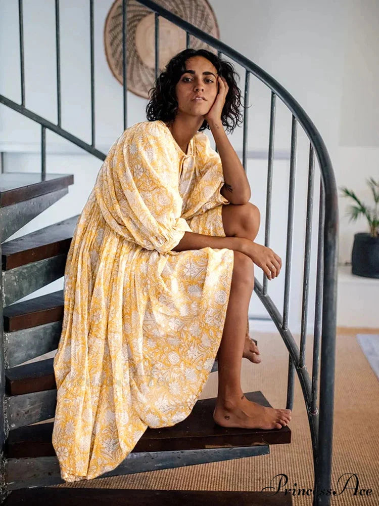 Bohemian Antique Lantern Sleeve Dress