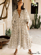 Bohemian Antique Lantern Sleeve Dress