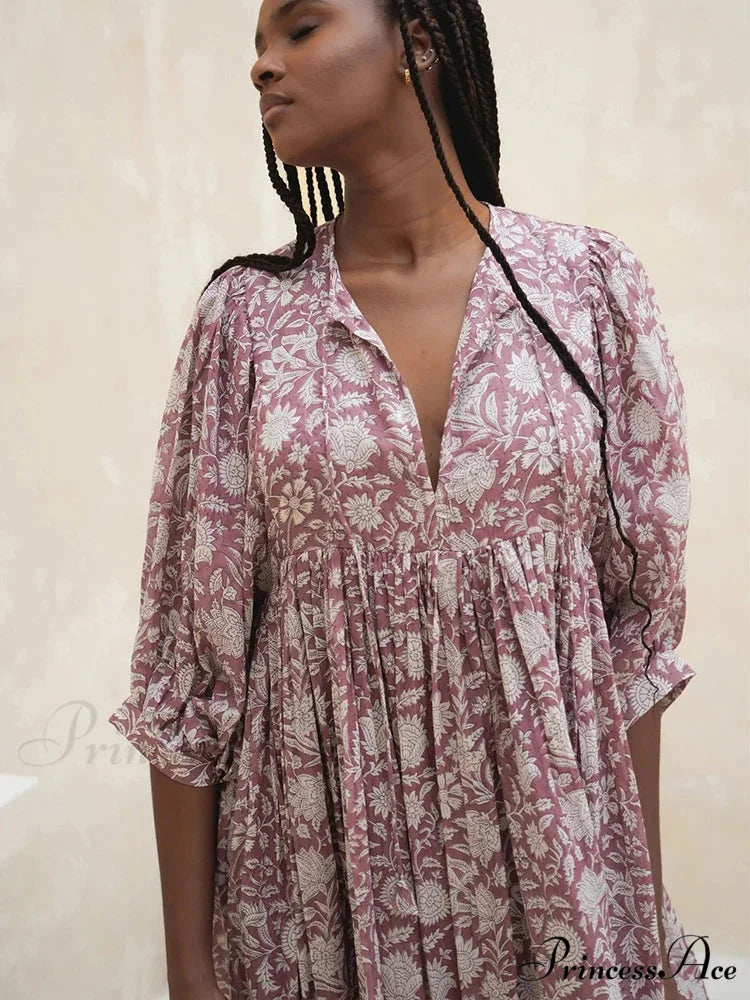 Bohemian Antique Lantern Sleeve Dress