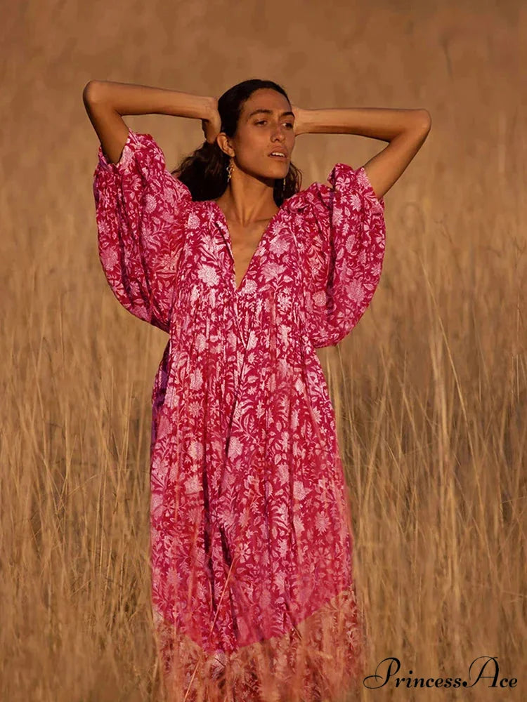 Bohemian Antique Lantern Sleeve Dress