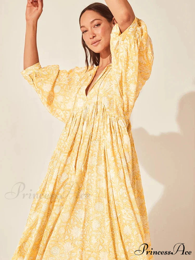 Bohemian Antique Lantern Sleeve Dress