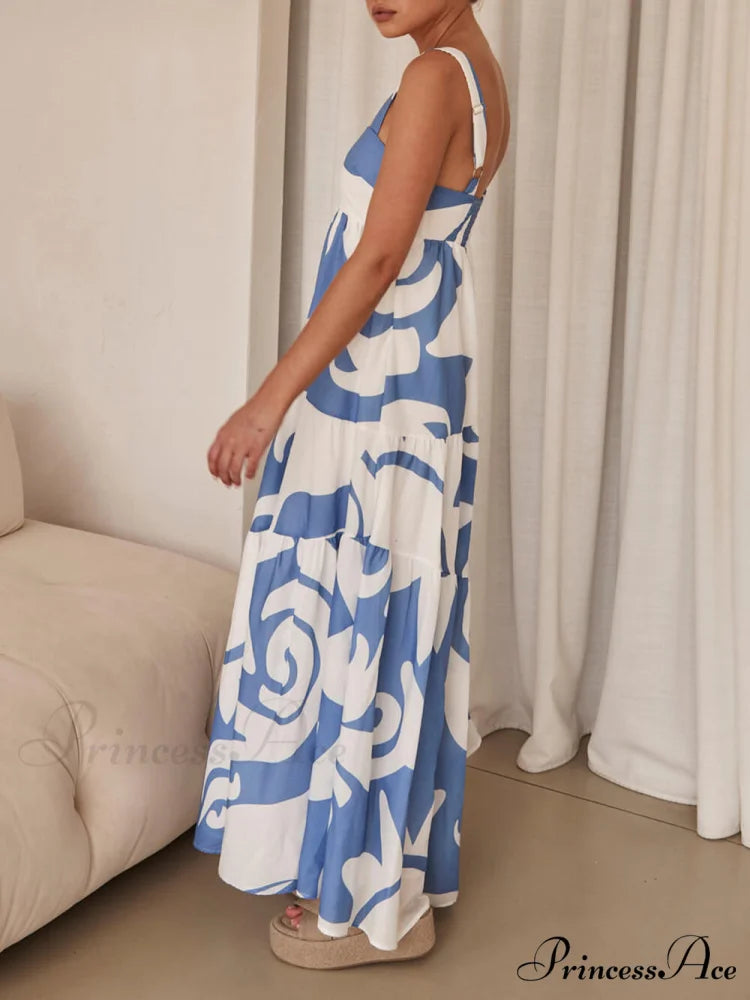 Bohemian Geometric Stylish Print Maxi Dress