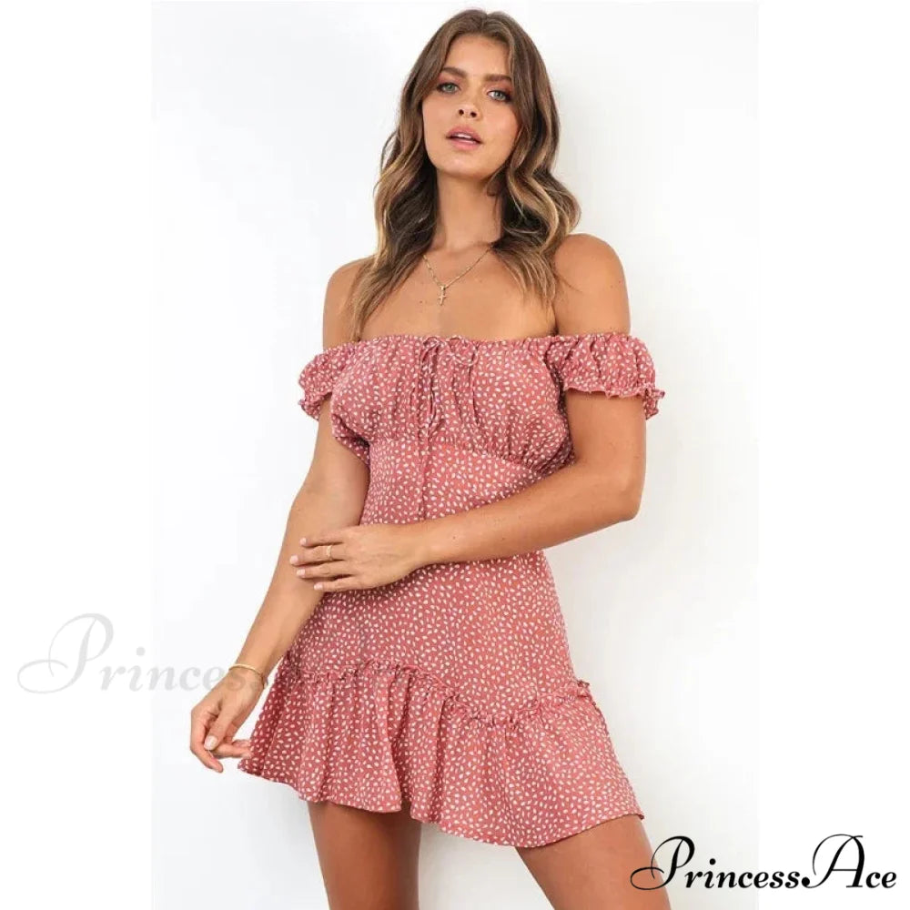 Bohemian Off-The-Shoulder Flowery Chiffon Seaside Dress