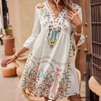 Bohemian Plunging Neckline Flower Celebration Dress