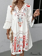 Bohemian Plunging Neckline Flower Celebration Dress