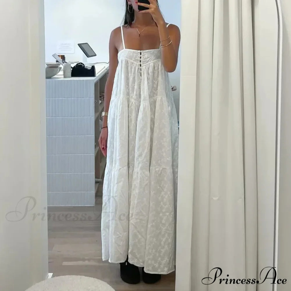 Bohemian Seaside Ivory Cotton Lace A-line Dress