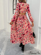 Bohemian Seaside Plunging Neckline Full Length Dress