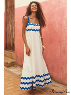 Bohemian Summer Printed A-Line Sexy Backless Spaghetti Strap Boho Dress