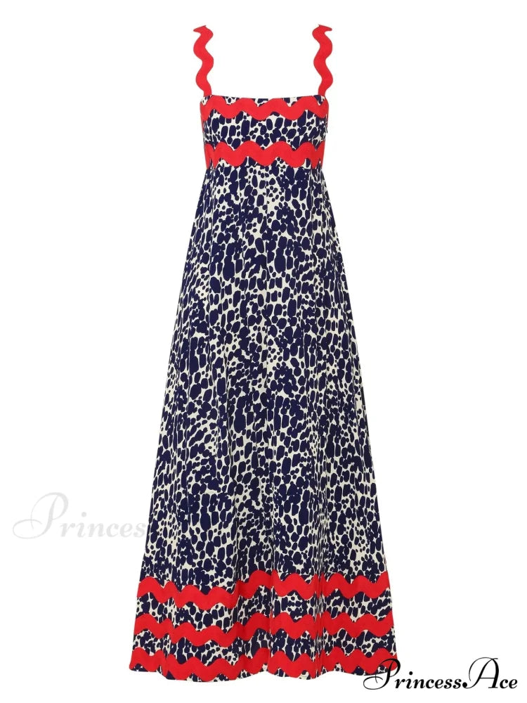 Bohemian Summer Printed A-Line Sexy Backless Spaghetti Strap Boho Dress