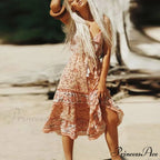 Bohemian Sundress Seductive Sleeveless Strap Rayon Floral Beach Dress